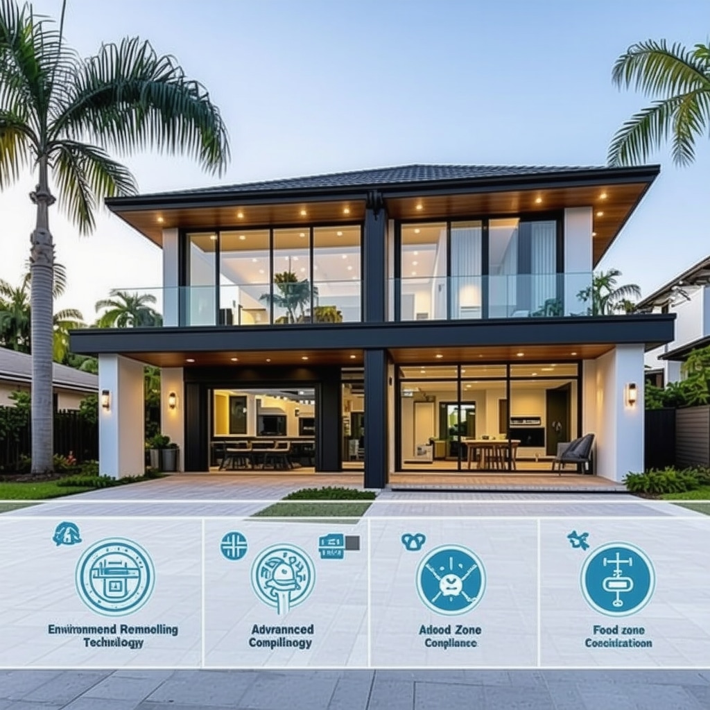 Modern Tampa home renovation with digital permit and environmental compliance overlays