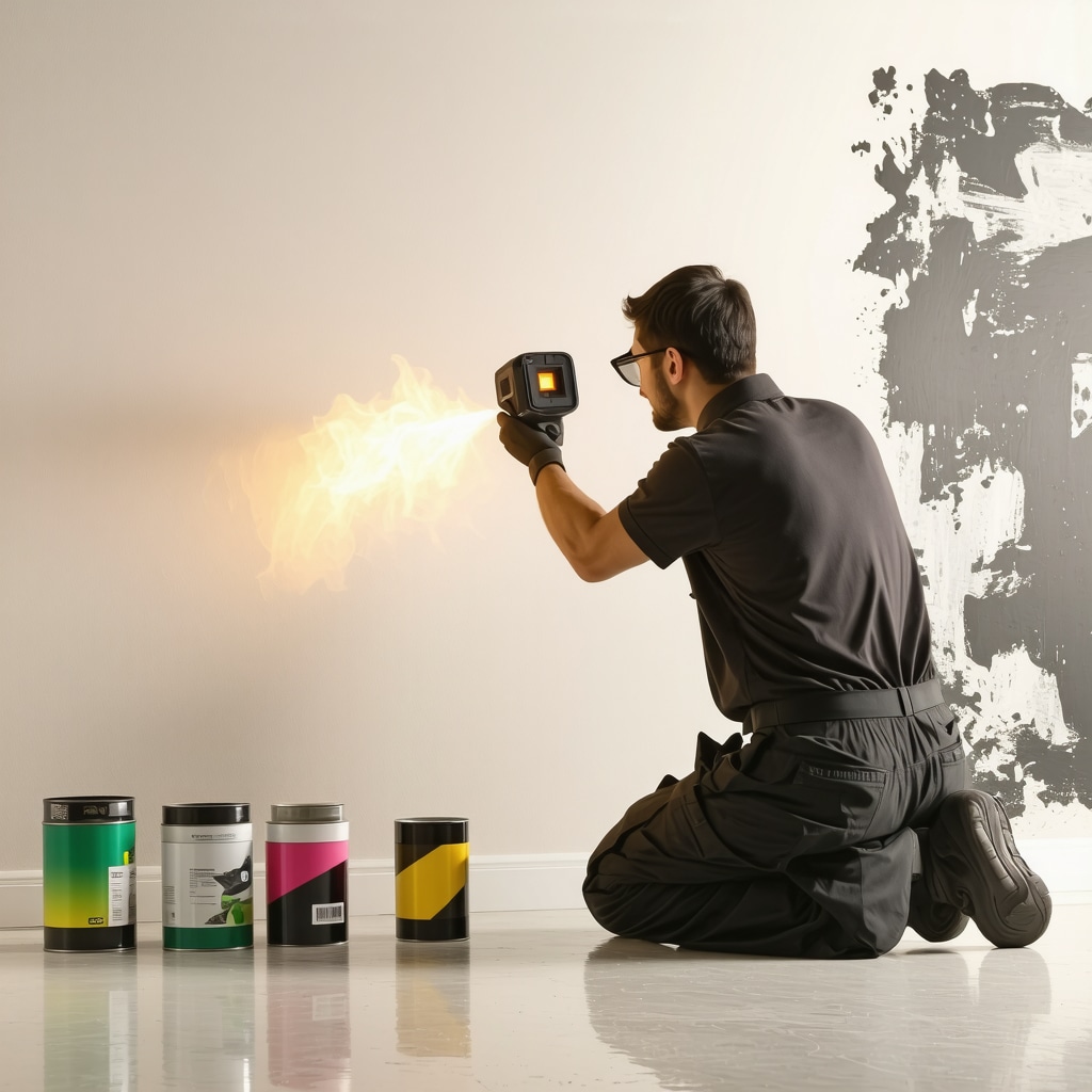 Professional painter performing thermal imaging moisture detection during interior painting in Tampa
