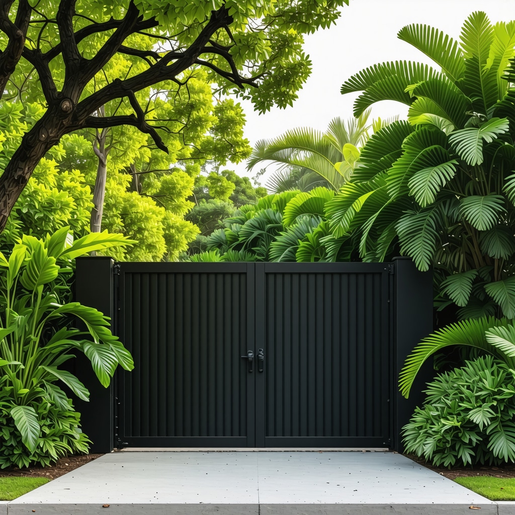Residential fence with AI smart gates and eco-friendly landscaping in Tampa