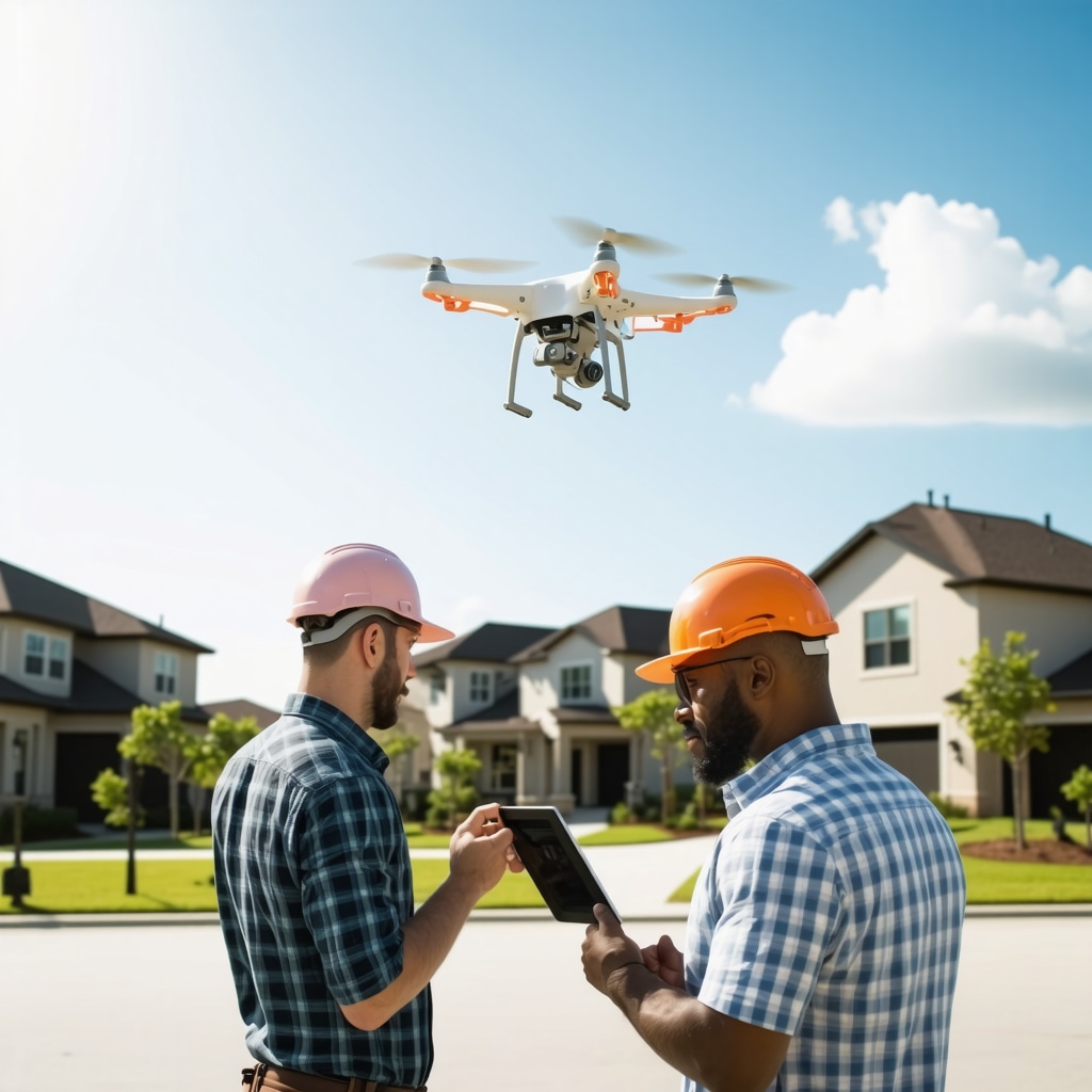 Contractors using technology and inspection drones during flip-ready home renovation in Tampa