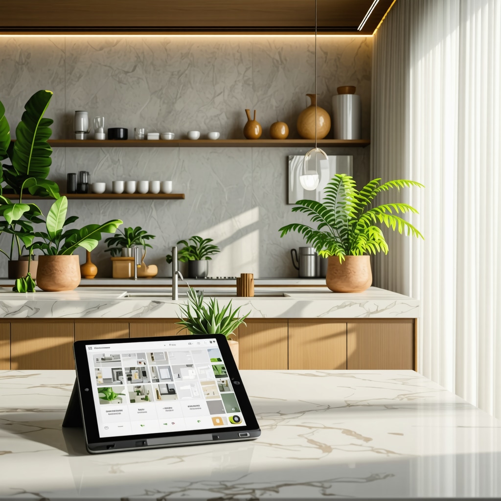 Modern kitchen featuring 3D modeling technology, biophilic elements, and coastal-inspired decor in New Tampa