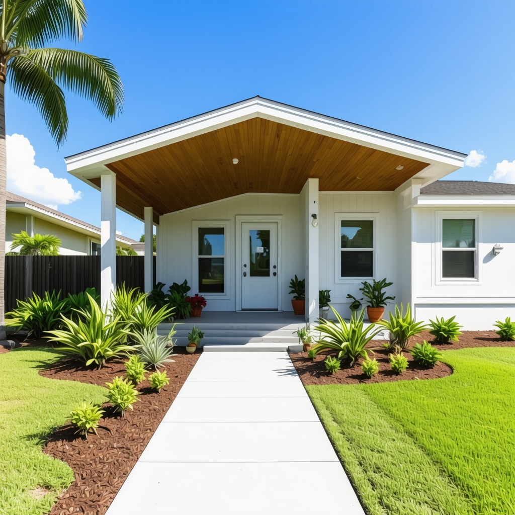 Augmented Reality overlay showing mobile home renovation design in Tampa residential setting