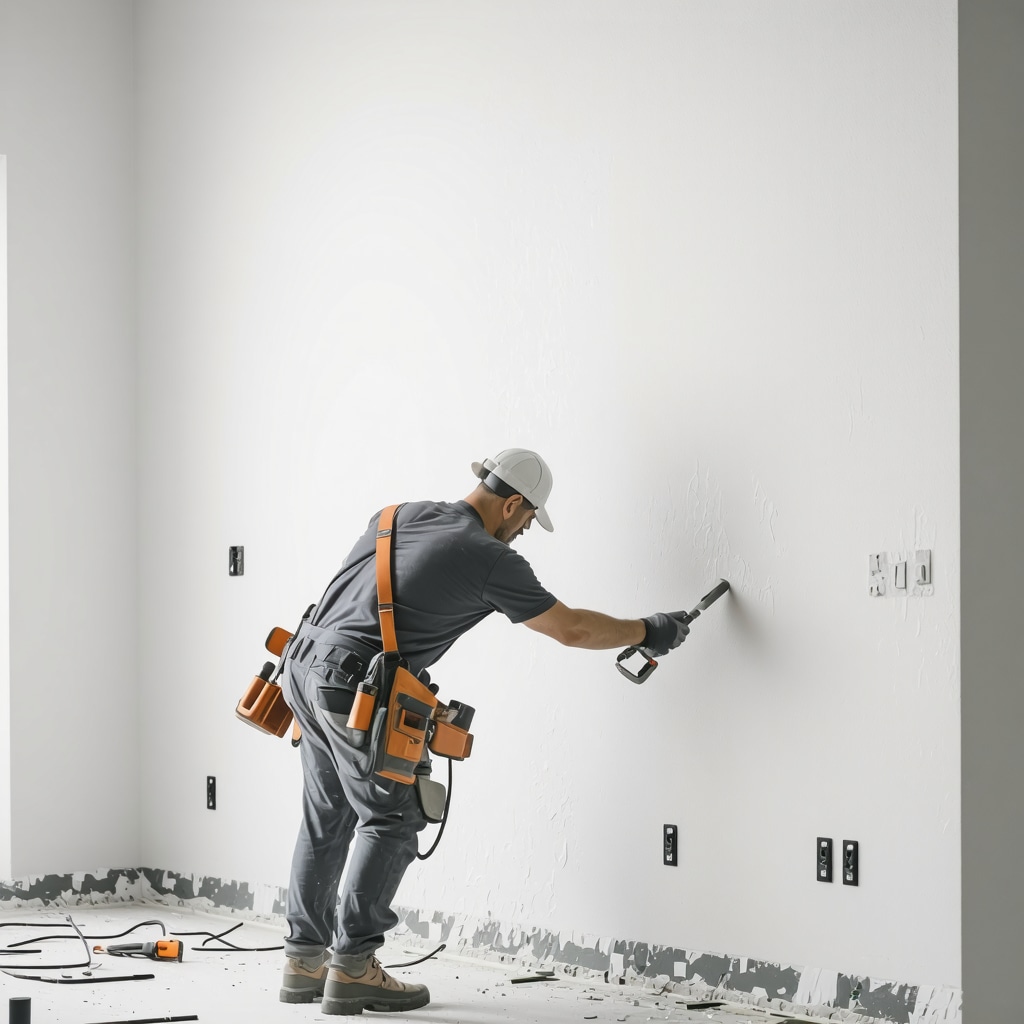 Skilled contractor applying precision drywall texturing in a Tampa home with moisture-resistant drywall panels