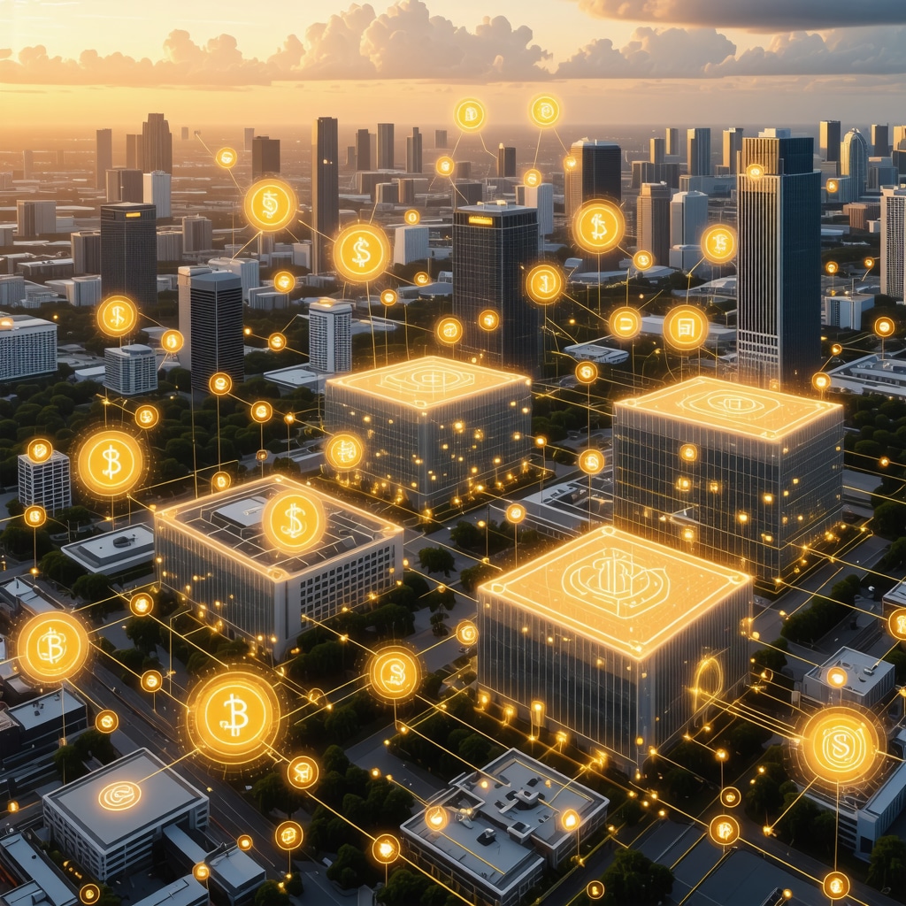 Illustration showing AI and blockchain technology enhancing contractor referrals in Tampa