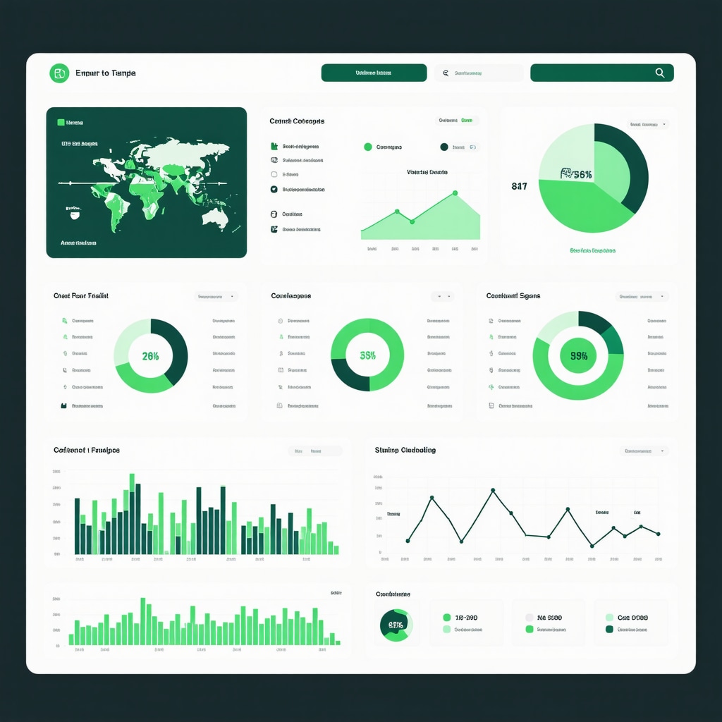 Futuristic digital dashboard with cybersecurity analytics and sustainability indicators for contractor scheduling