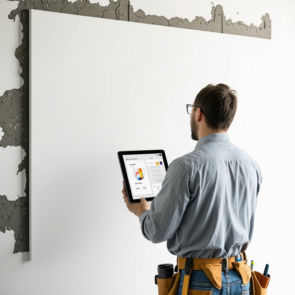 Drywall contractor installing moisture-resistant drywall with smart wiring conduits and digital project management in a Tampa home