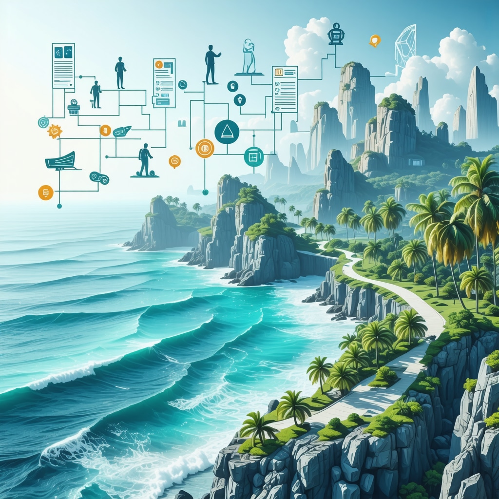 Digital verification process of contractor liability insurance with Tampa coastal background and multi-contractor icons