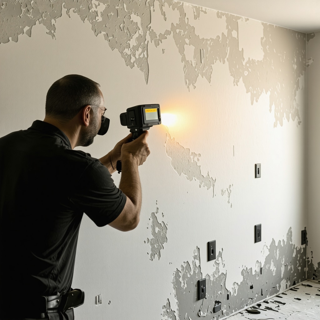 Infrared camera scan revealing moisture behind drywall in a Tampa home
