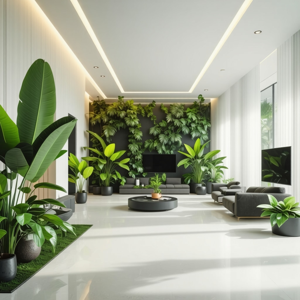 Futuristic accessible home interior in Tampa with smart materials and VR planning tools for ADA renovations