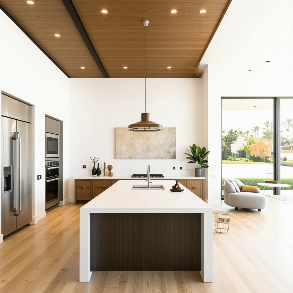 Modern Tampa home interior featuring smart home tech, coastal design elements, energy-efficient windows, and natural lighting