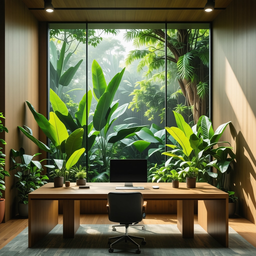 Tampa home office incorporating sustainable materials, smart lighting, and climate-responsive design