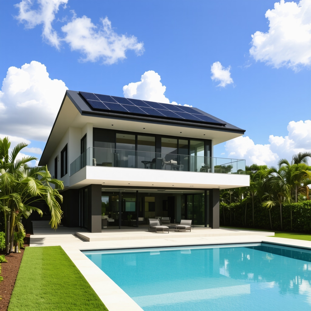 Tampa home renovation illustrating smart technology and eco-friendly sustainable materials under sunny Florida sky