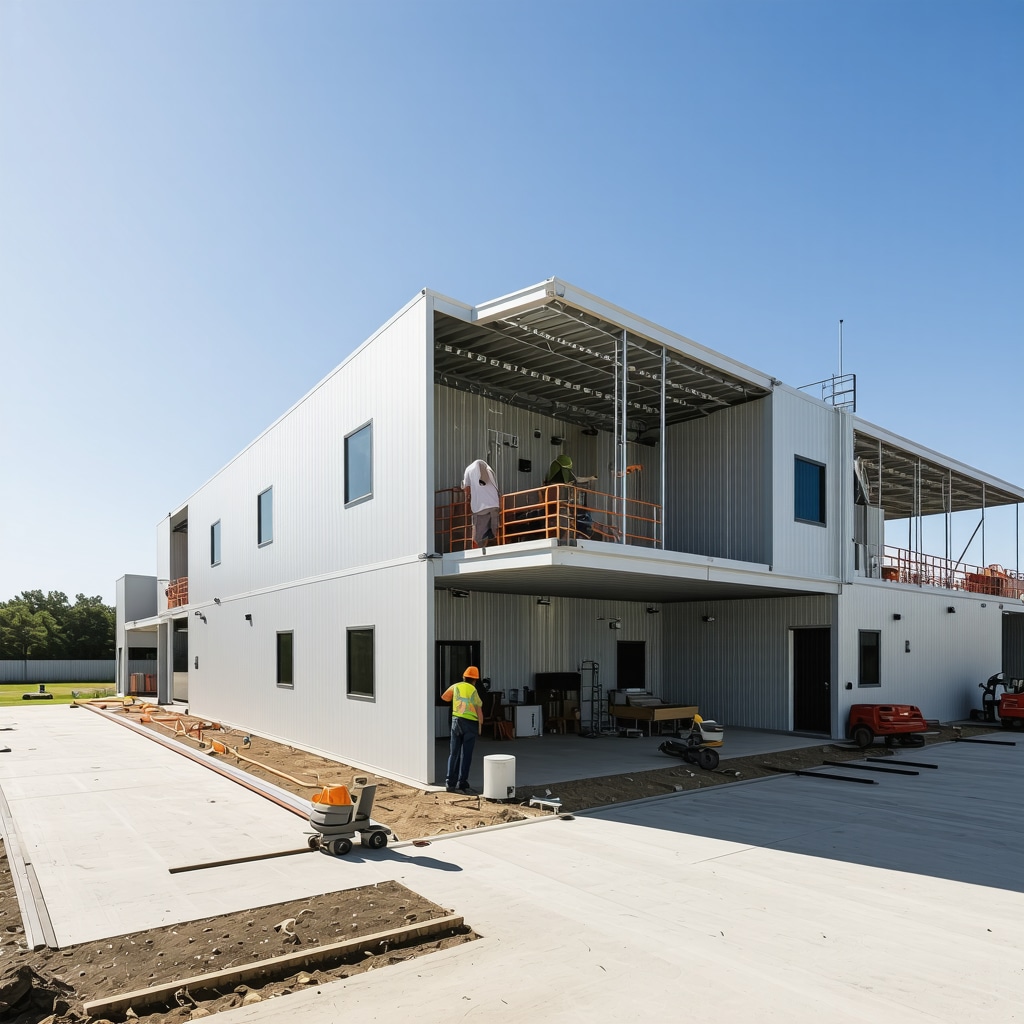 Prefabricated modular components being installed at a Tampa home flip construction site