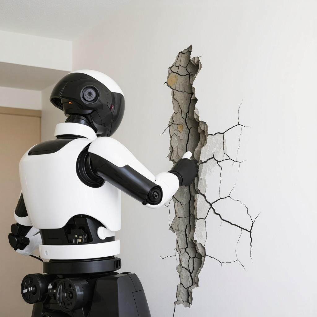 Robotic device using sensors and infrared cameras to inspect drywall cracks in a Tampa residence