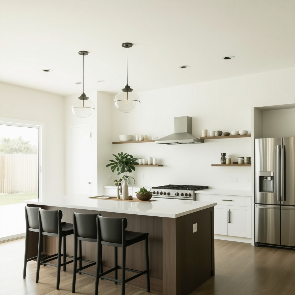 Senior-friendly kitchen remodel with adjustable countertops and pull-down shelves in a bright Tampa home