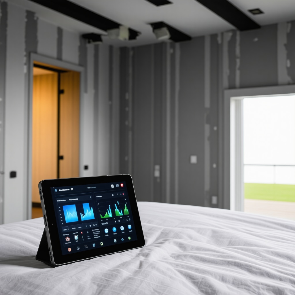 Digital tablet displaying real-time moisture sensor data embedded in drywall of a Tampa home