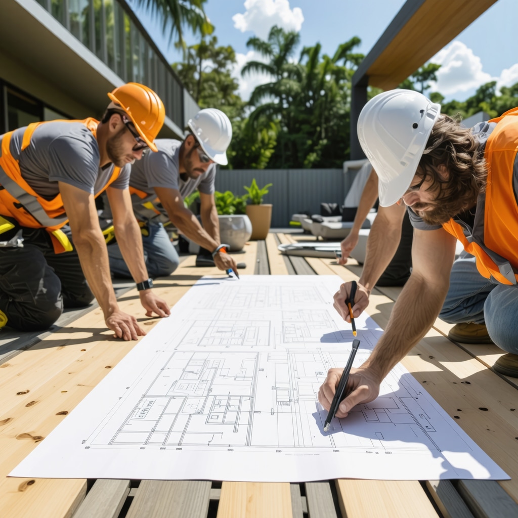 Contractors installing smart home devices and sustainable materials in a Tampa home renovation project