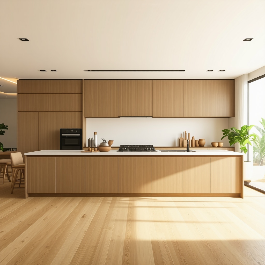 Modern kitchen in Tampa with sustainable cabinets and 3D design overlay demonstrating advanced contractor methods