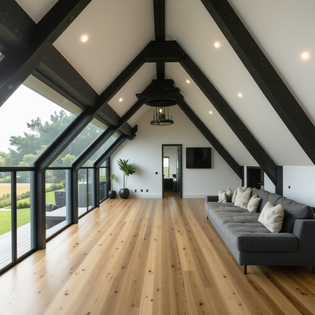 Modern Tampa attic remodel featuring eco-friendly materials, smart home technology, and acoustic design