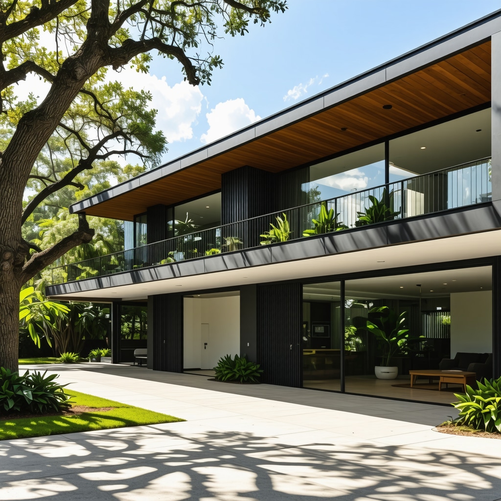Modern Tampa home room expansion showcasing eco-friendly materials and smart technology
