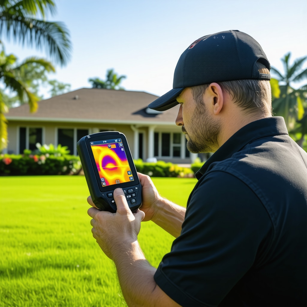Tampa handyman using thermal imaging and digital tools to inspect home systems