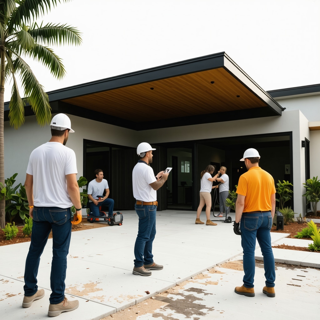 Weekend home remodeling site in Tampa featuring IoT safety devices and sustainable building materials