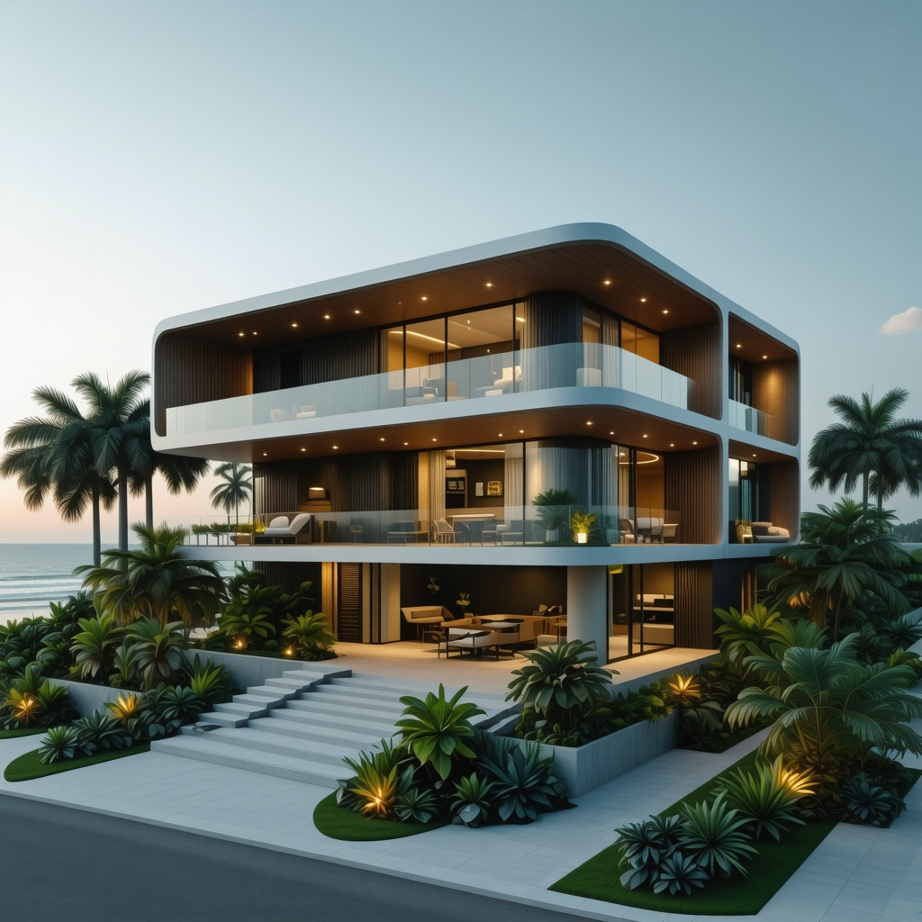 Smart home with AI sensors and nano-material reinforced structure in Tampa coastal setting