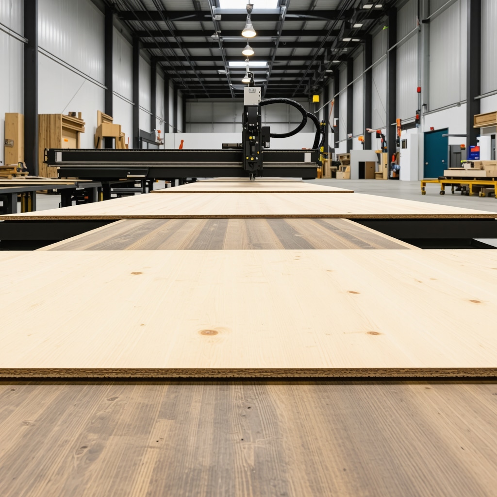 Modern carpentry workshop in Tampa with CNC machines and sustainable wood materials