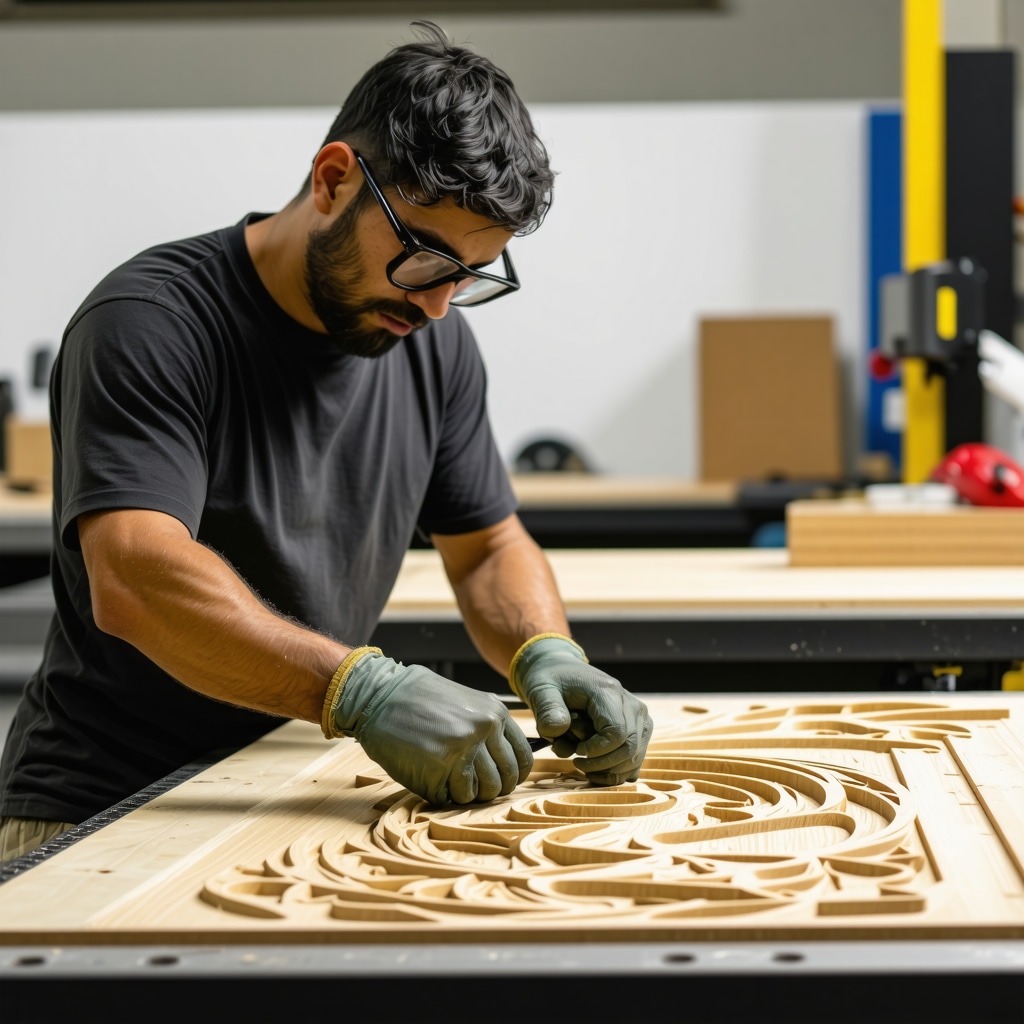 Carpenter operating CNC machine for precise woodwork in Tampa