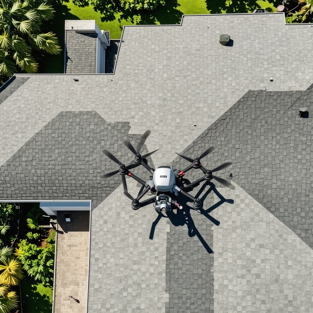 Drone inspection of Tampa roof using infrared thermography for insurance assessment