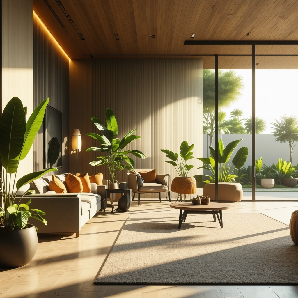 Senior-friendly home interior with smart sensors, antimicrobial surfaces, and ergonomic design in Tampa-style home
