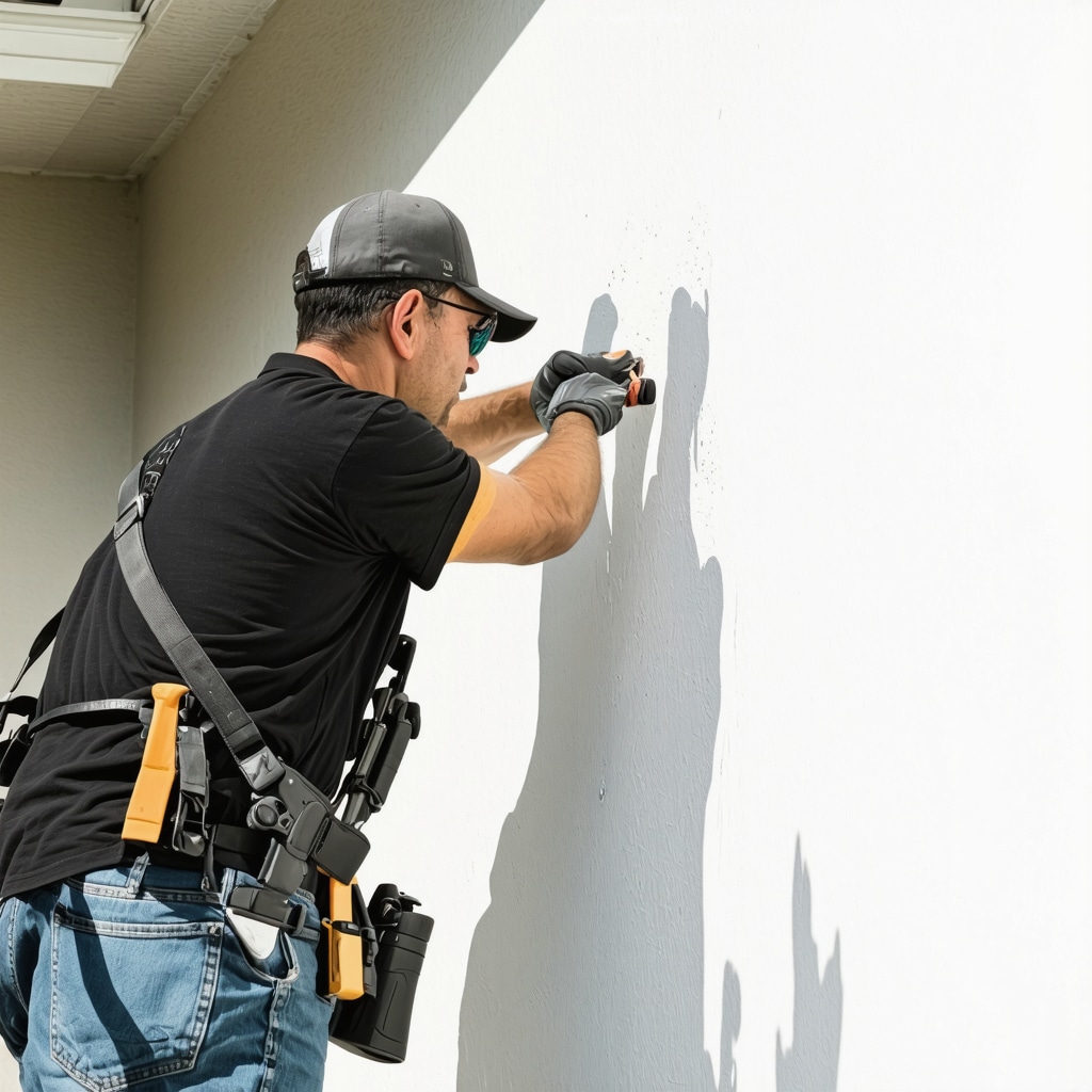 Contractor applying nanocoating on house exterior for moisture resistance in Palm Harbor FL