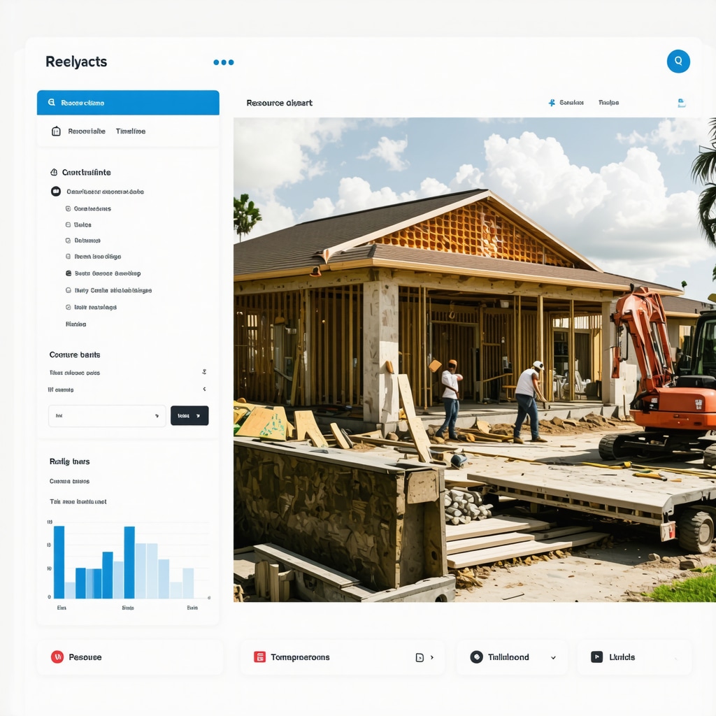 Digital dashboard showing real-time project timelines and resource management at Tampa renovation site
