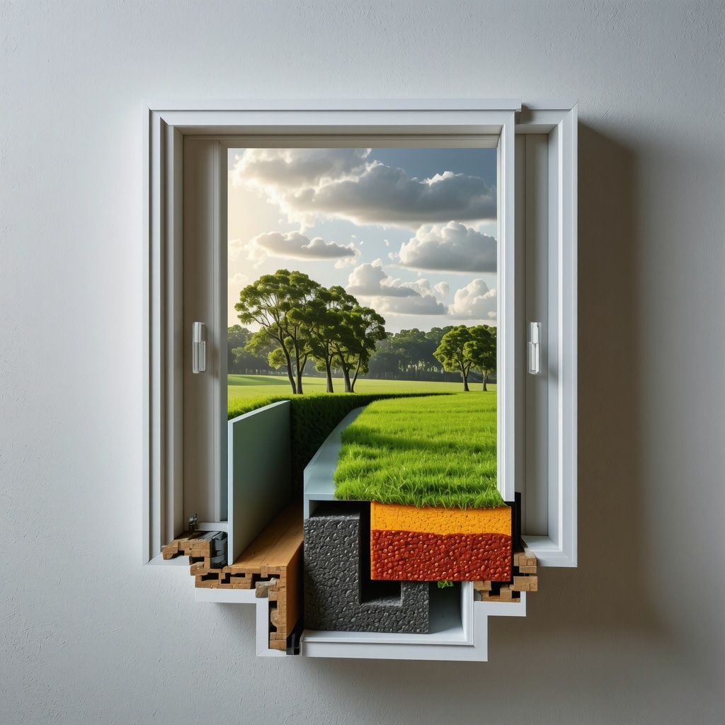 Cross-section illustration of energy-efficient window layers with Tampa environment