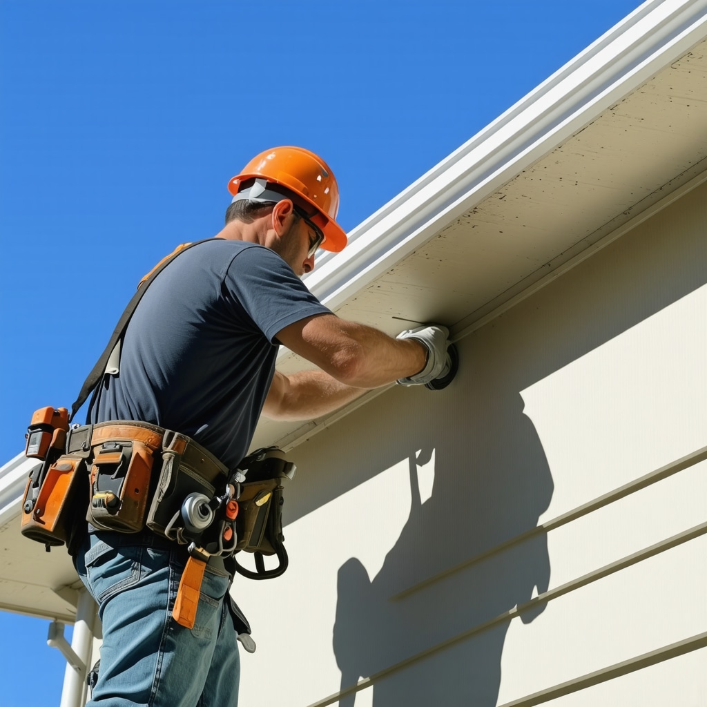 Contractor installing siding and soffits on a Tampa home demonstrating durability and craftsmanship.