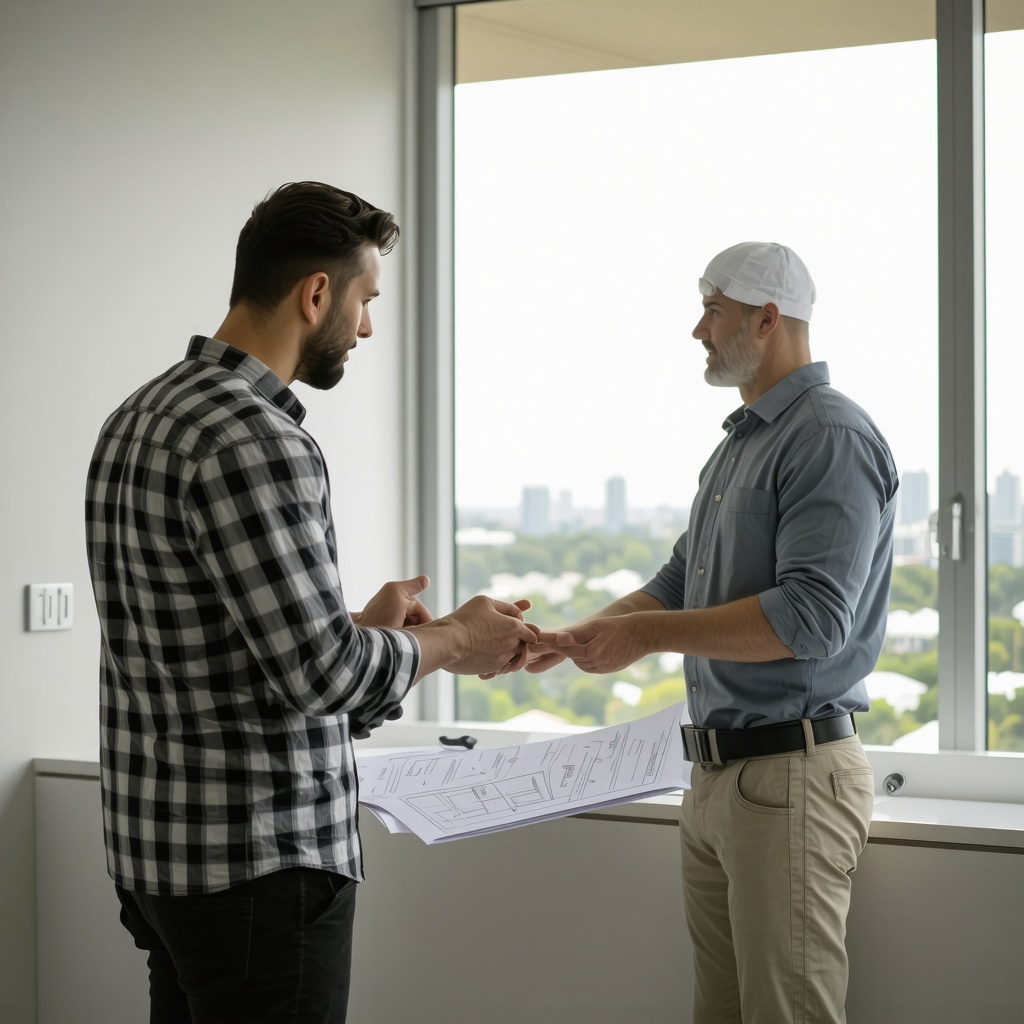 Bathroom contractor discussing renovation plans with homeowner in Tampa
