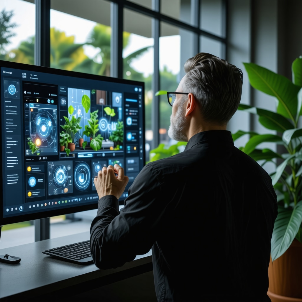 Contractor using AI design software with biophilic design features in a remodeled Westchase home