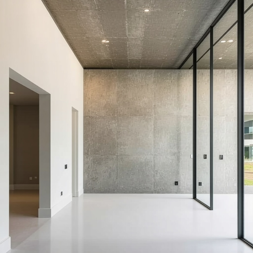 New Tampa home interior featuring advanced drywall with smart sensors and sustainable materials