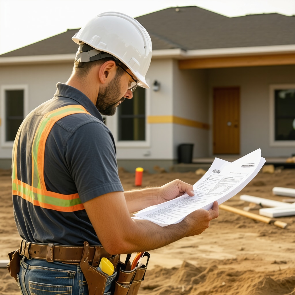 Contractor and homeowner reviewing insurance policies at Tampa home renovation