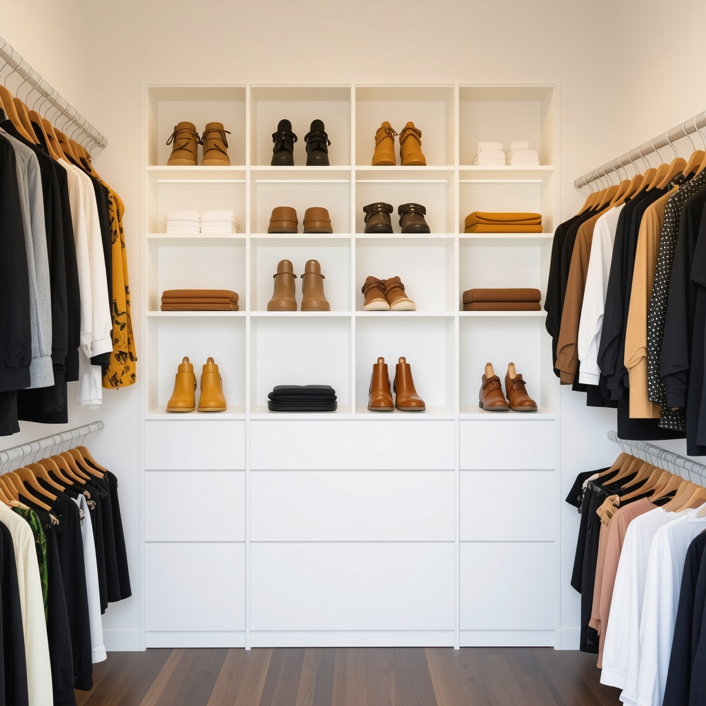 Interior of a modern Tampa closet with custom storage solutions