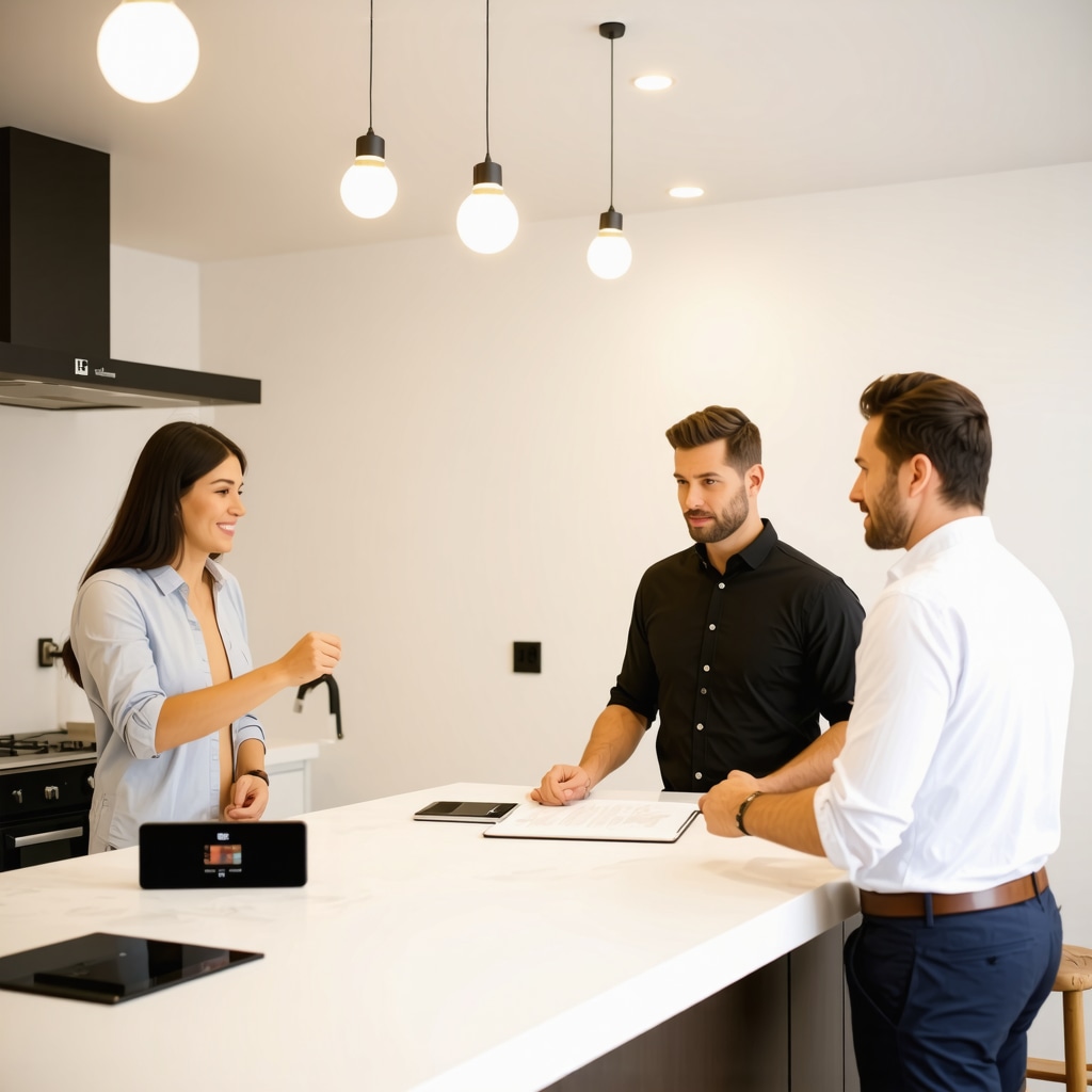 Tampa kitchen remodel with smart home devices and eco-friendly materials, contractor consulting homeowners