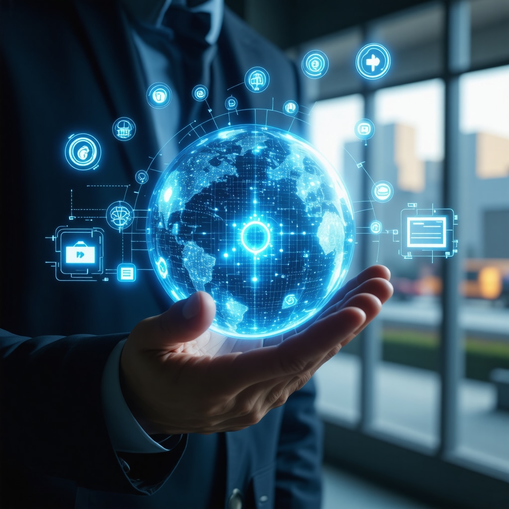 Illustration of blockchain and AI tools verifying contractor insurance in construction