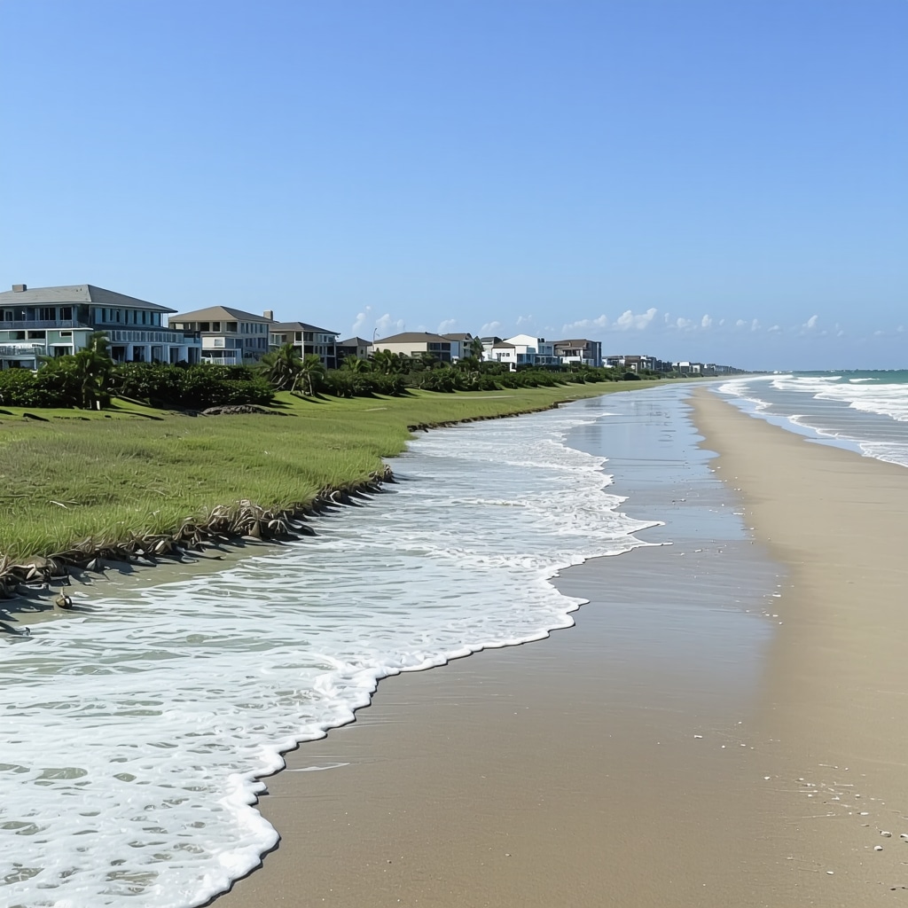Reflective image of a home under construction in Crystal Beach, FL, highlighting coastal resilience