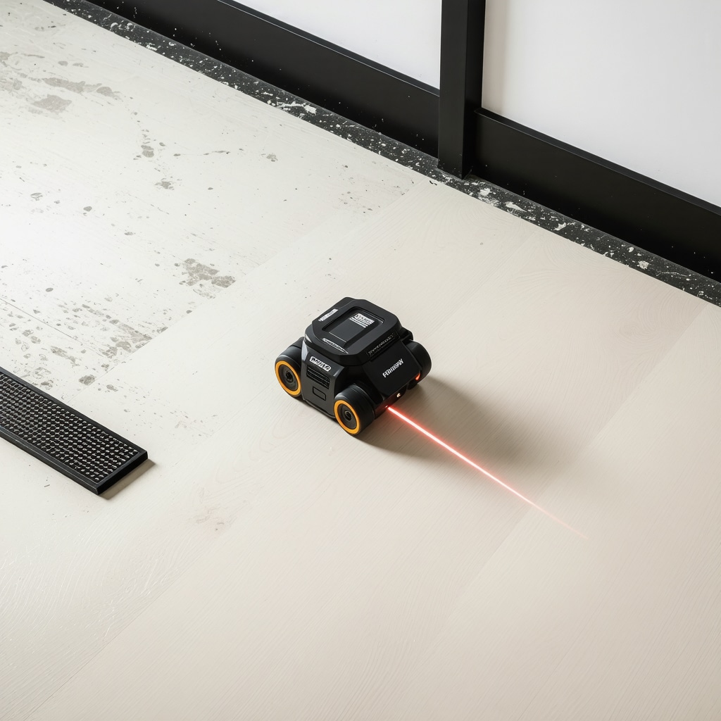 Flooring contractor using laser scanning technology to measure subfloor in Tampa residence