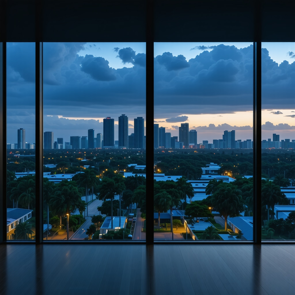 A modern smart glass window with dynamic tinting in a Tampa home