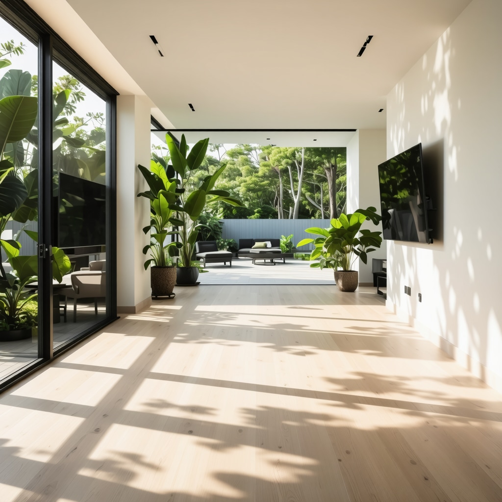 Interior of Tampa home with smart flooring sensors and sustainable materials