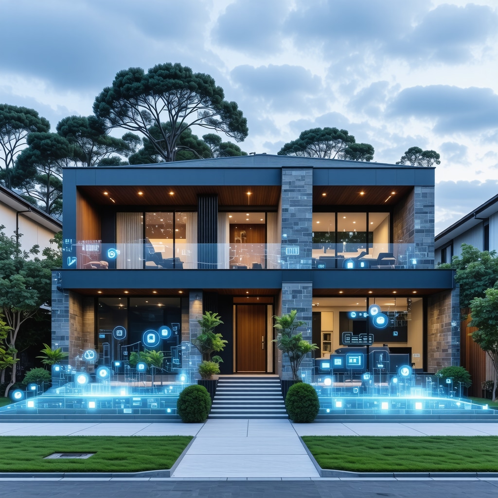 Modern Westchase home renovation with data analytics overlays illustrating phased remodeling and sustainable materials
