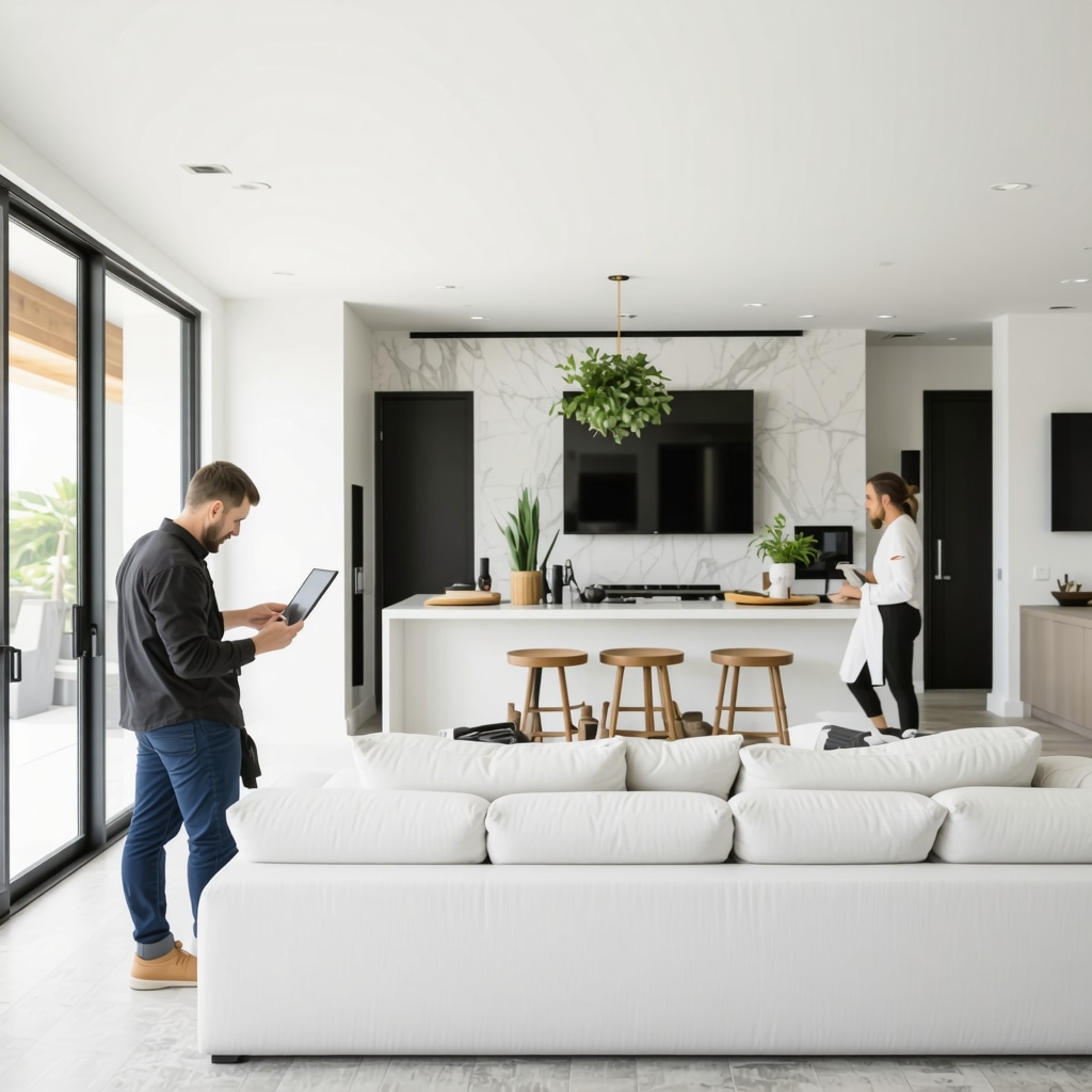 Tampa home renovation showcasing smart technology and sustainable materials with contractor and homeowner collaboration