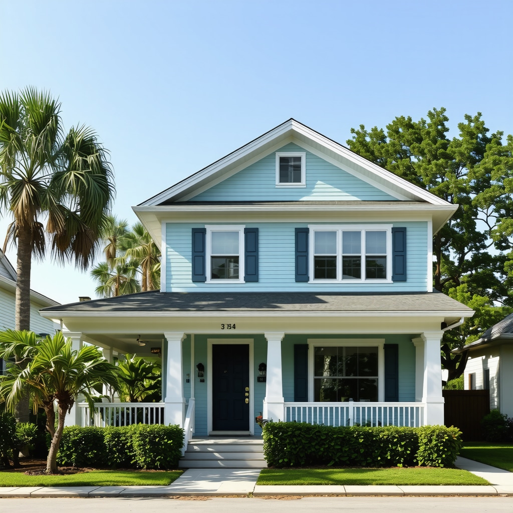 A Tampa house with storm-resistant upgrades and reinforced structure, sunny background