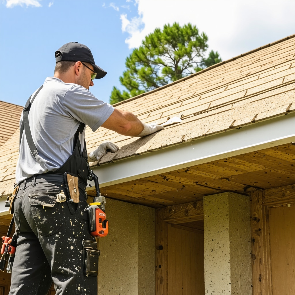Contractor inspecting storm-resistant window installation in Tampa.